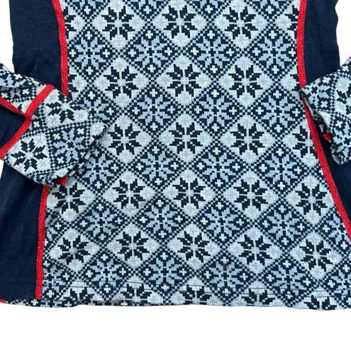 Kari Traa Fairisle quarter zip wool base layer Blue