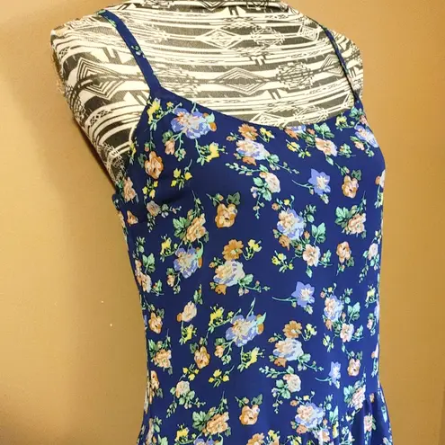 Hem & Thread strappy blue floral mini dress Sz M