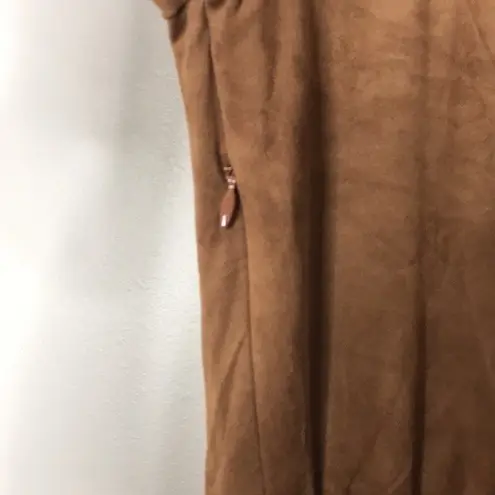 Ny Collection baby doll dress brown suede long sleeve dress size medium
