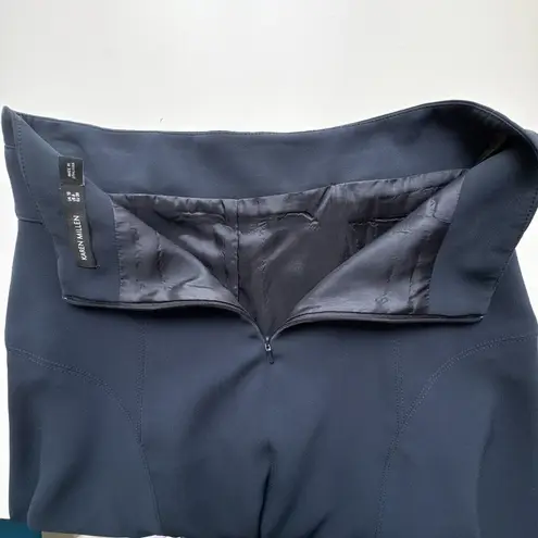 Karen Millen Navy Blue A-Line Flared Skirt US 6 | Button Waist Detail | Elegant