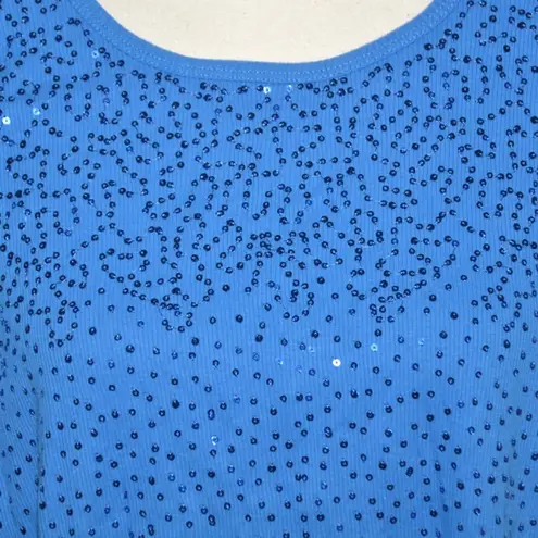 Quacker Factory  Womens Light Blue Sequin Tunic Thin Knit Shirt Top Plus Size 3X thumbnail 3