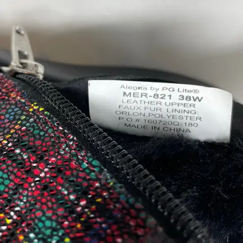 Alegria Meri Tartan Plaid Faux Fur Water Resistant Leather Booties 38 W 8 8.5 W