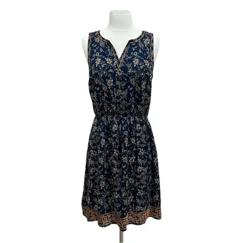 Market & Spruce Navy Floral Dress with Orange Embroidery Size Medium