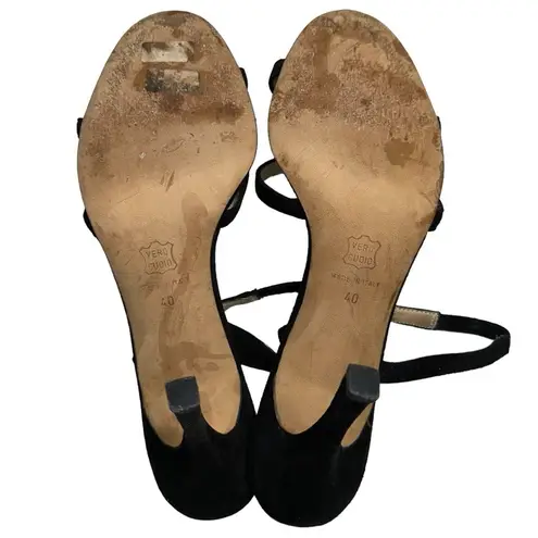 Vanessa Noel Women’s Size 40 9 Black Open Toe Strappy Slingback Heels