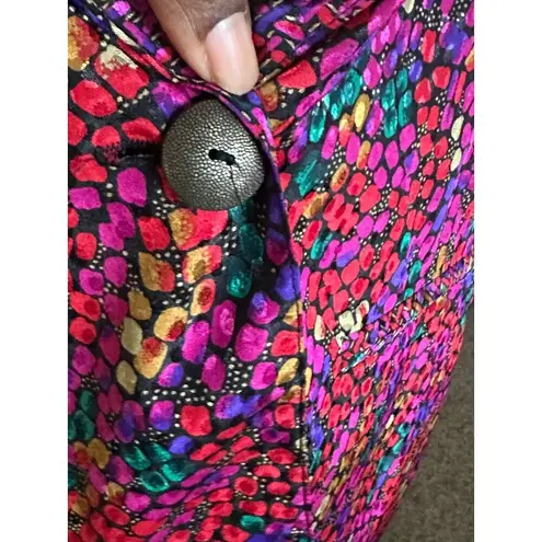 Vintage Howard Wolf Multicolor Blazer Jacket With Textured Button & Bold Pattern Red Size undefined