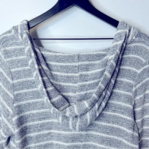 Beyond Yoga Grey Striped Knit Pullover Hoodie Sweater Size M