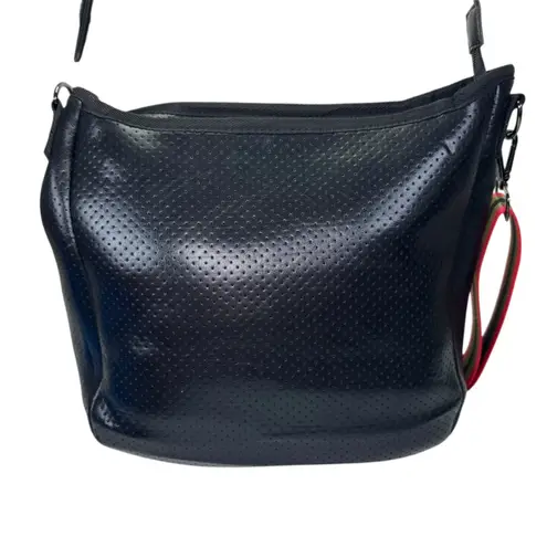 Haute Shore Neoprene Crossbody Bag & Matching Wallet Set – Red/Olive Stripe NWT Black