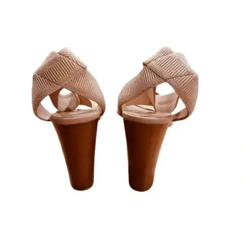 INC Ribbed Elastic Strap Roesia Round Toe Block Heel Slip On Sandals Size 8.5