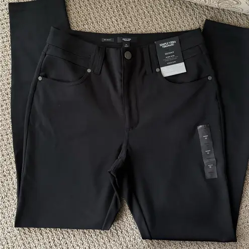 Simply Vera, Vera Wang Simply Vera Vera Wang Black Polished Twill Jean Pant High Rise Skinny