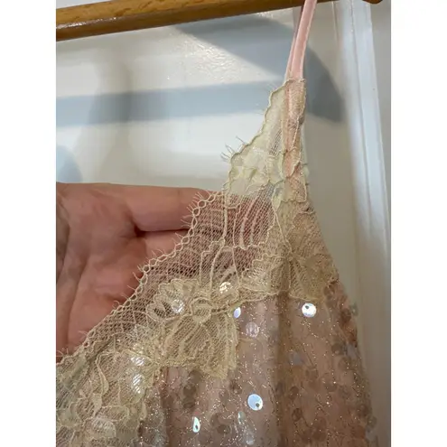 Anthropologie En Elly Pink Sequin Lace Slip Midi Dress NWT Size M