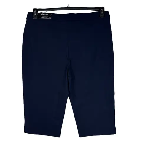 Alfred Dunner Petite SZ 16P Allure Capris Stretch Pull-On Flat Front Pocket Navy - Image 3