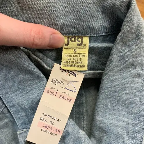 Vintage Jag Denim Dress Womens Small Blue Long Sleeve Button Front Light Wash