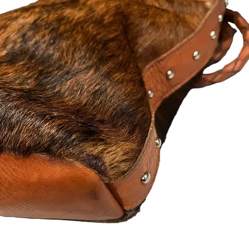 Lindalee Leather and Cow Hair Shoulder Bag/Tote