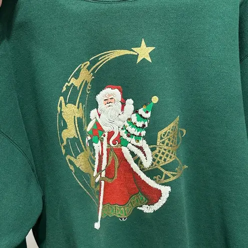 Hanes Vintage Santa Clause Christmas Holiday Sweater Crewneck In Green Size Large