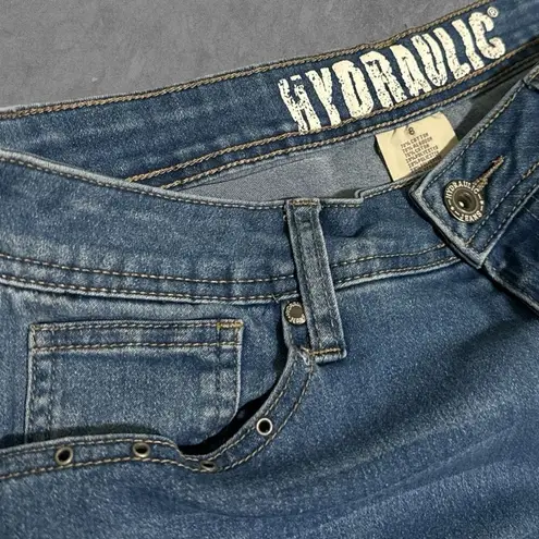 Hydraulic | Light Wash Mid Rise Denim Ankle Jeans with Holes Design & Fraying 8