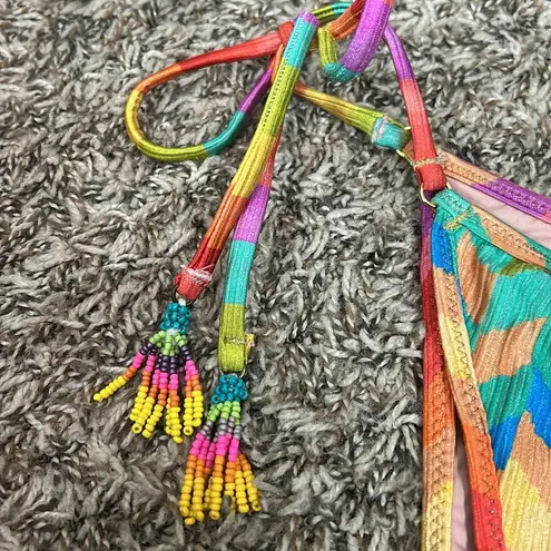 Farm Rio Ribbed Light Chevron Tie Side Brazilian Bikini Bottom