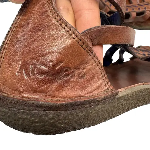 Kickers Women's Brown Leather Gladiator Sandals Back Zip Strappy Retro Boho 41 Size 9