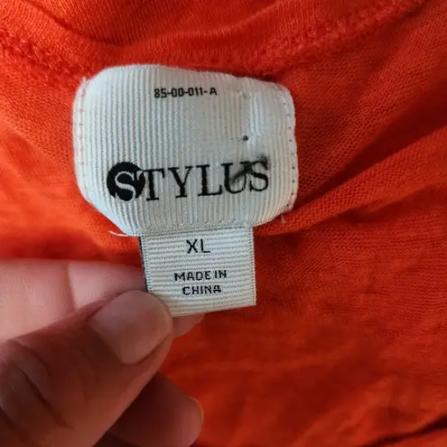 STYLUS Orange Graphic Novelty Short Sleeve Linen Tee Size XL