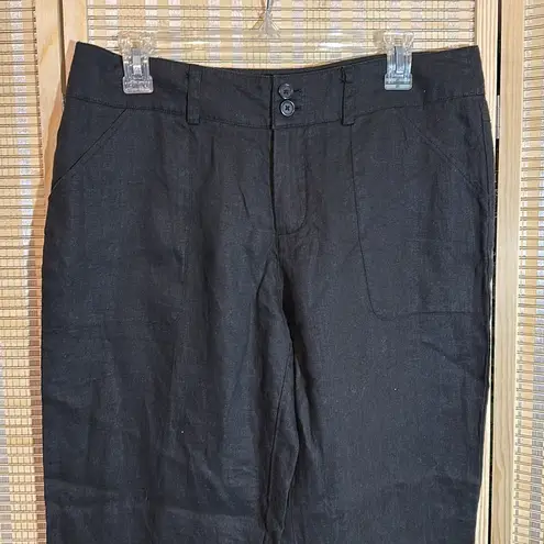 Whitewash Black 100% Linen Dressy Pants Slacks Size 8 Natural Fibers