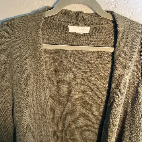 onetheland Gray Fringe Poncho Shrug with Open Front SZ L Cardigan Over The Shoulder Western