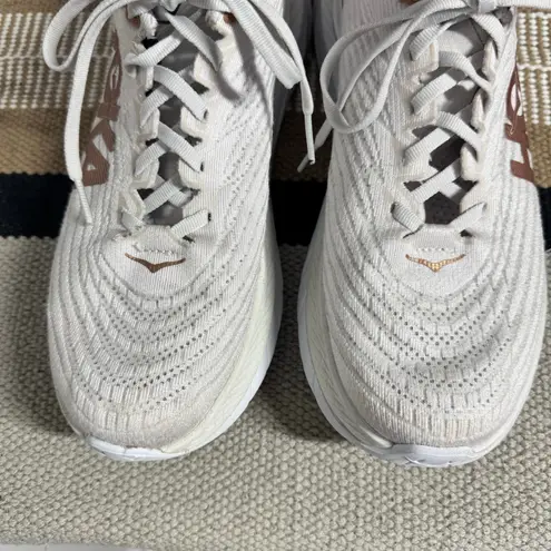 HOKA Mach 5 Profly Running Sneaker Women 9B White Copper Athletic Athleisure Gym Size 9