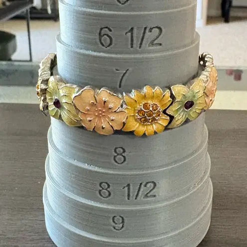 Enamel Jeweled Flower Bracelet Yellow