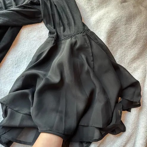 Cable & Gauge Long Sleeve Top top with floral embroidery and bell sheer sleeves