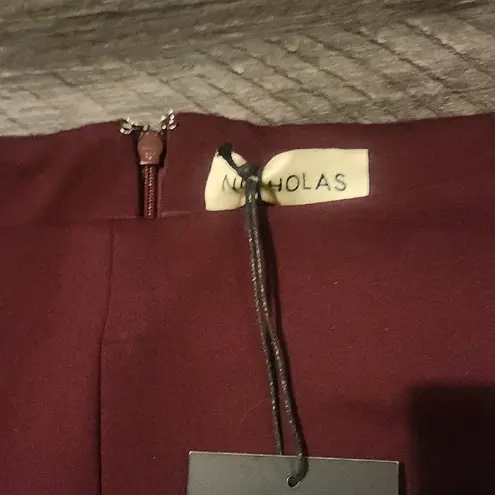 NICHOLAS Dark Plum Simmy Panelled Long Bodice Top Size 8 Red