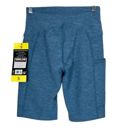Kirkland Signature Kirkland Bike Shorts Womens S Blue High Rise Pockets Athleisure Activewear Gym