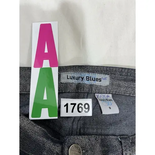 Woman’s Luxury Blues Sun Metal Embelished Stretch Shiny Straight Leg Jeans 9 Blue Size undefined