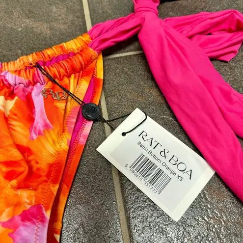 Rat & Boa  Bahia Bikini Bottoms Side Tie Pink Orange Extra Small XS $155