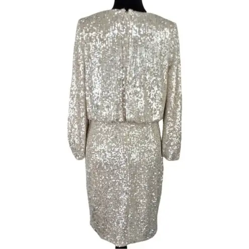 Eliza J  Sequined Blouson Gold Sequin Lined dress