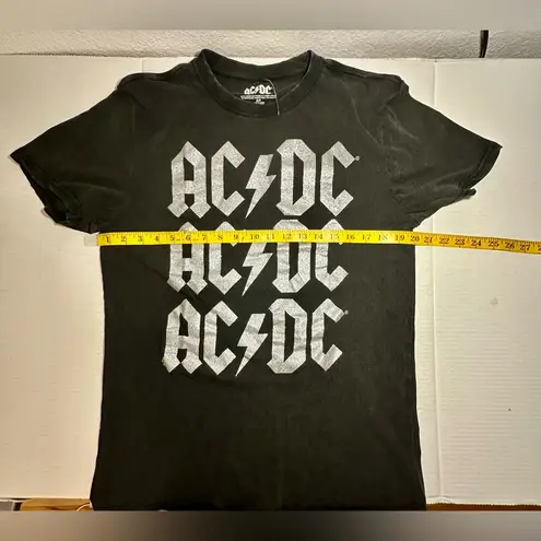 AC/DC Black Graphic Glitter T-shirt Rock Band Groupie Cotton Music Size Small