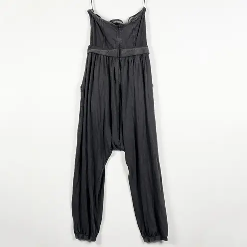 NEW Free People Zoey One Piece Strapless Slouchy Cotton Jumpsuit Jumper Black XL