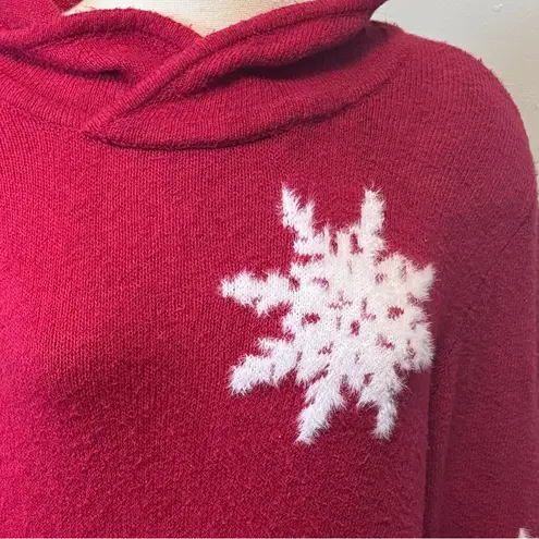 Christopher & Banks Red Snowflake Sweater XL Fold Over Neck holiday teacher