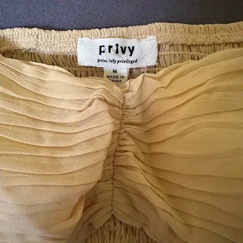 Privy Cropped Yellow Shirred Blouse