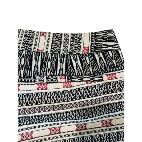 Artisan NY Tribal Print Cream & Black Midrise Cotton Blend Shorts Women's Size 8