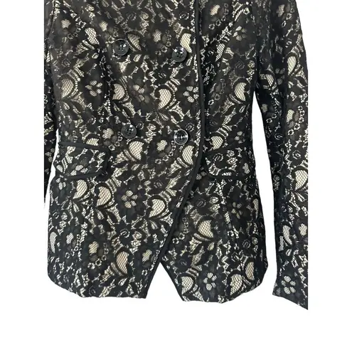 Bebe  Beige Black Lace Button Jacket Size Small