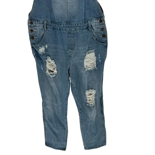Mod Ref Boyfriend Distressed Denim Overalls bibs artsy school festival size S