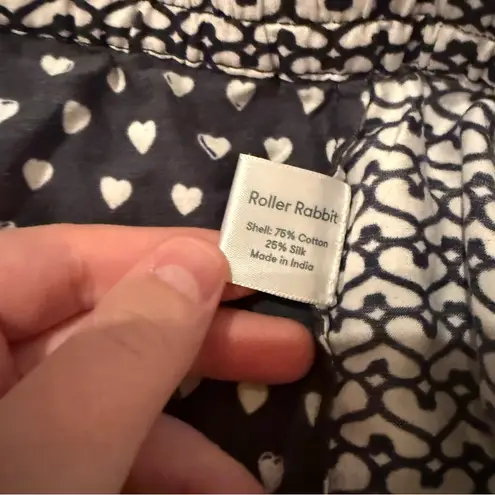 Lele Sadoughi x Roller Rabbit Black, White & Pink Heart Print Pajama Set Sz L