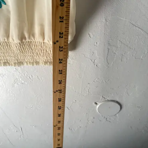 Flying Tomato NWT Cream Embroidered Sheer Top Blouse Bohemian Tunic Festival Blue