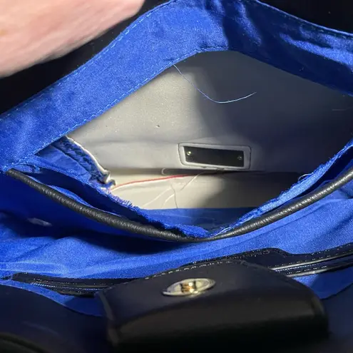 Christian LaCroix Vintage Leather Tote Bag Red/White/Blue/Black Flawed