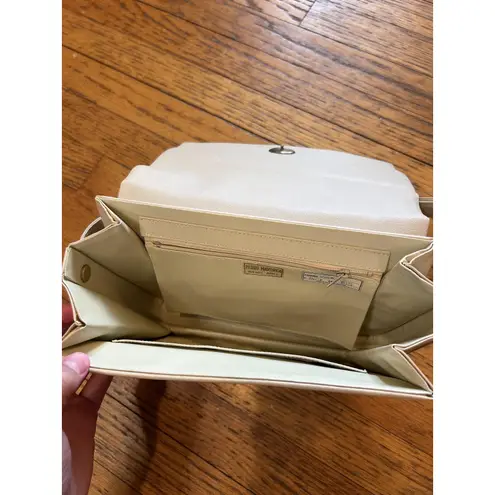 Vintage Pedro Mayorga Purse Womens Shoulder Bag Leather Gold Square Detail 80s