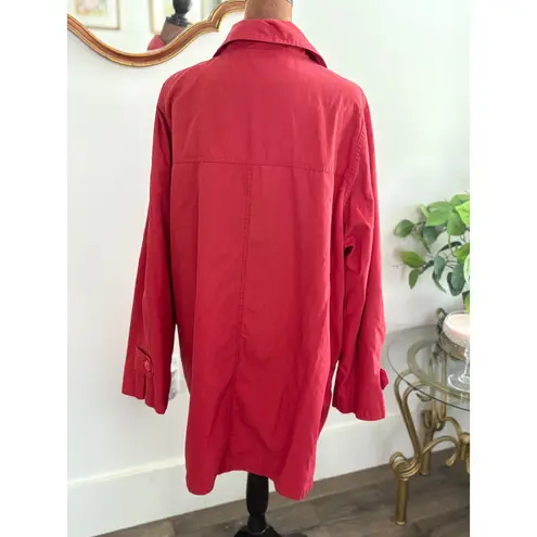 Vintage Coral Red Button Down Jacket Coat Classic Minimalist Style Size M