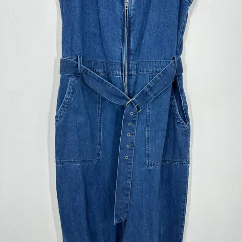 Rachel Comey Denim Jean Jumpsuit Belted Wide Leg Zip Front Blue Size 12 Utility - Image 6