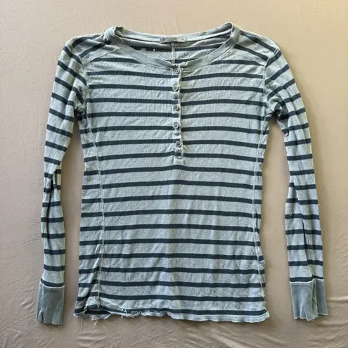 Stateside Striped Thermal Henley Tee