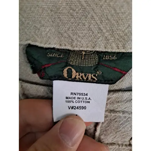 Orvis Tan Long Sleeve Dress 100% Cotton Size Large