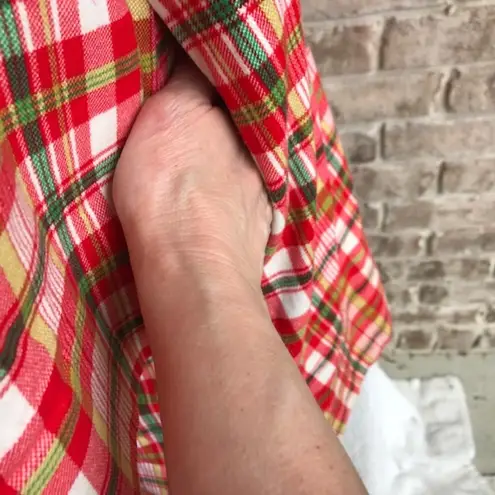 Vintage Loll Ease Plaid Dress Pearlized Buttons Festive Trendy 70’s 80’s Red Size undefined