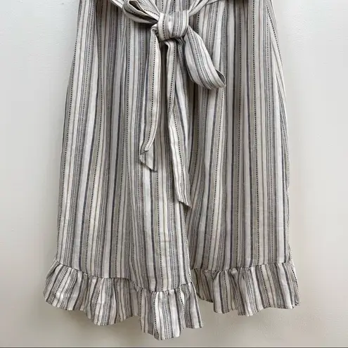 Ava James Linen Striped Ruffle Dress Women’s Size S Summer Cruise Vacation
