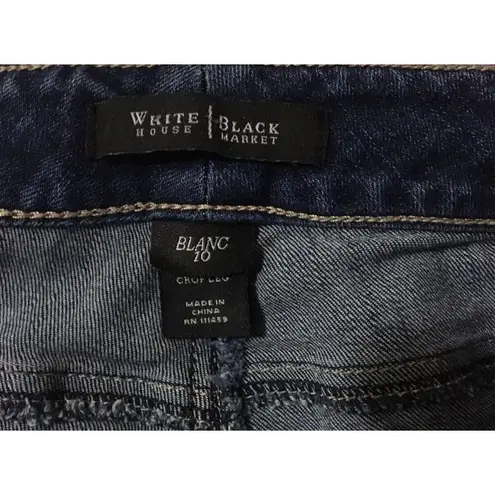 White House | Black Market Womens  Blanc Dark Wash Embellished Cropped Jeans 10